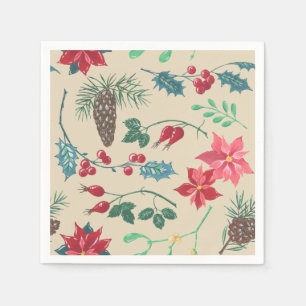 Servilleta De Papel Navidades botánicos tradicionales (beige)