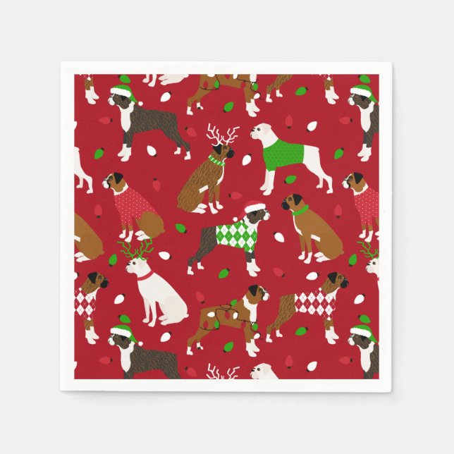 Servilleta De Papel Navidades Boxer Dog (Anverso)