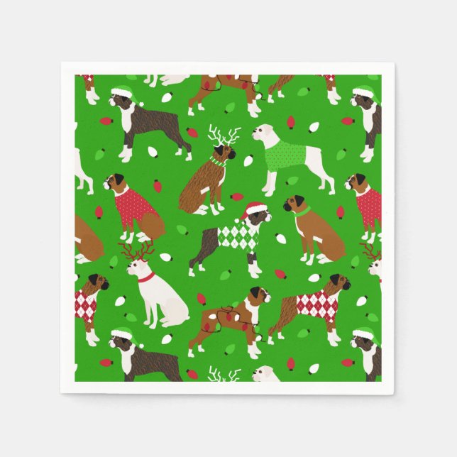 Servilleta De Papel Navidades Boxer Dog Napkins (Anverso)