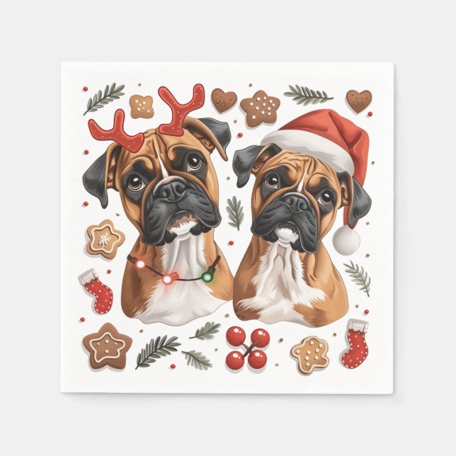 Servilleta De Papel Navidades Boxer Dogs (Anverso)