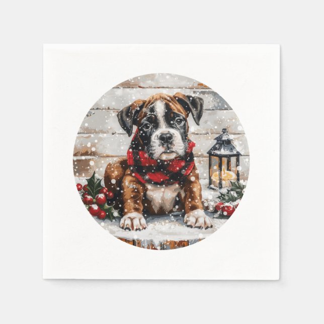 Servilleta De Papel Navidades Boxer Puppy (Anverso)