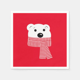 Servilleta De Papel Navidades, bozal de oso, oso polar, rojo, blanco,