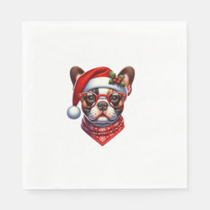 Servilleta De Papel Navidades Bulldog francés Santa Hat Frenchie Ugly