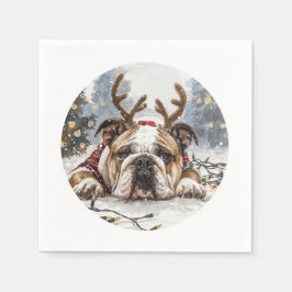 Servilleta De Papel Navidades Bulldog inglés reno