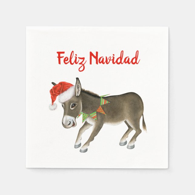 Servilleta De Papel Navidades Burro Feliz Personalizable de Navidad (Anverso)