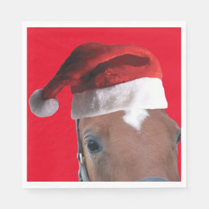 Servilleta De Papel Navidades Caballo con un Gorra de Santa Claus