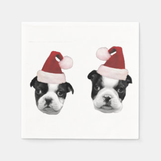 Servilleta De Papel Navidades cachorros de Boston Terrier