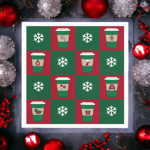 Servilleta De Papel Navidades cafés copos de nieve tema de vacaciones