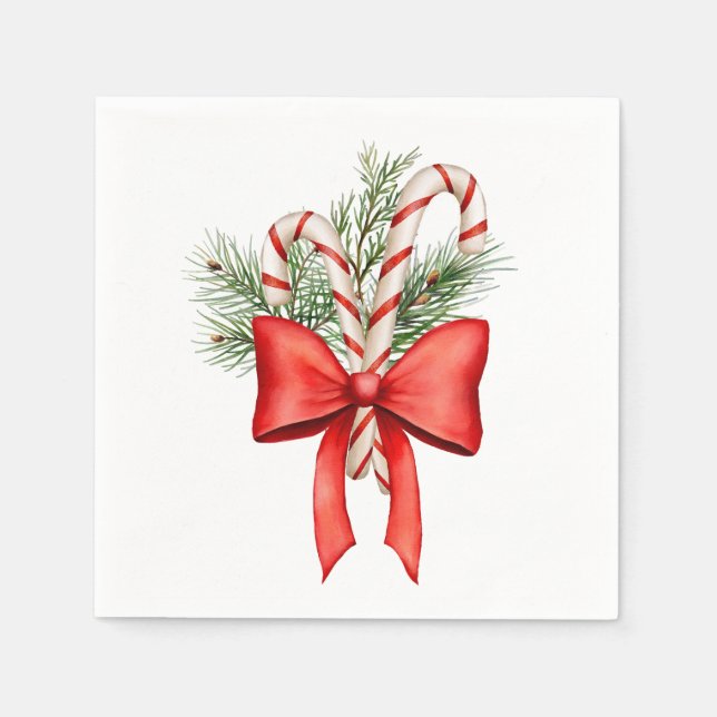 Servilleta De Papel Navidades Candy Cane Cocktail Napkin (Anverso)
