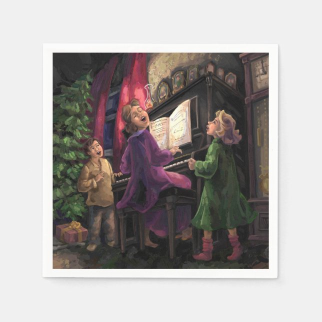 Servilleta De Papel Navidades cantando a lo largo (Anverso)