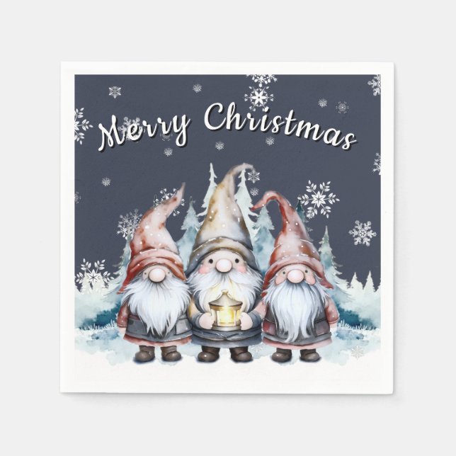 Servilleta De Papel Navidades caprichosos Fiesta familiar Gnome (Anverso)