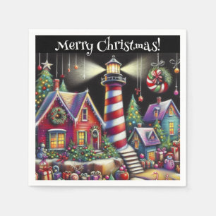 Servilleta De Papel Navidades caprichosos iluminan el faro personaliza