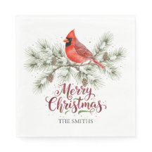 Navidades Cardinal Holiday Paper Napkin