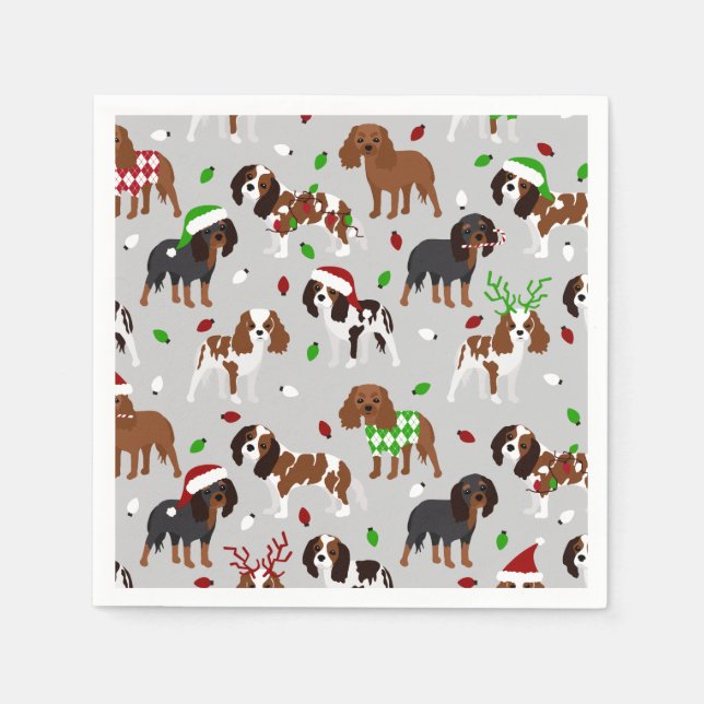 Servilleta De Papel Navidades Cavalier King Charles Spaniel (Anverso)