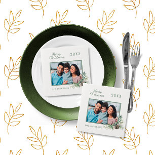 Servilleta De Papel Navidades cena cono blanco nombre de foto de pino