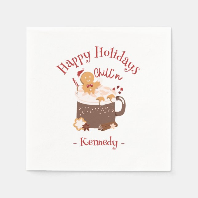 Servilleta De Papel Navidades chilenos Chocolate caliente y Gingerbrea (Anverso)