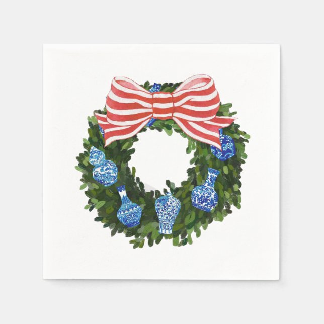 Servilleta De Papel Navidades Chinoiserie Wreath, Ginger Jar Holiday (Anverso)
