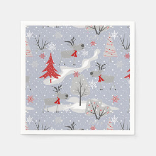 Servilleta De Papel Navidades ciervos en el bosque.