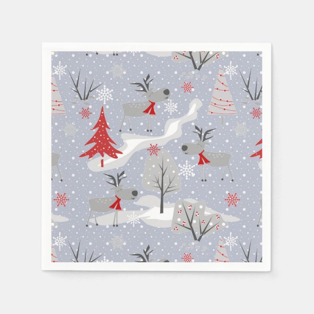 Servilleta De Papel Navidades ciervos en el bosque. (Anverso)