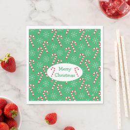 Servilleta De Papel Navidades clásicos de canto verde y copos de nieve