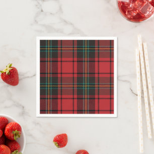 Servilleta De Papel Navidades clásicos de Tartán Rojo