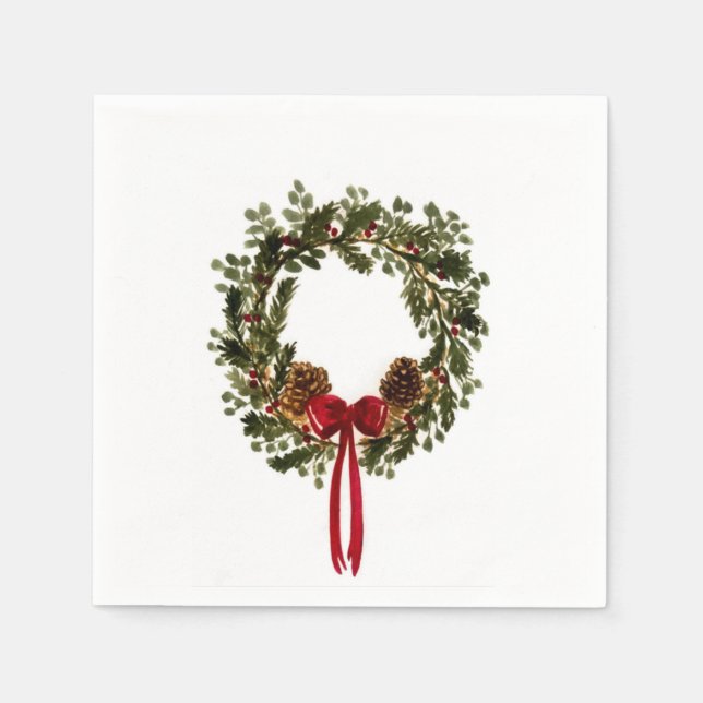 Servilleta De Papel Navidades clásicos Wreath Napkins (Anverso)