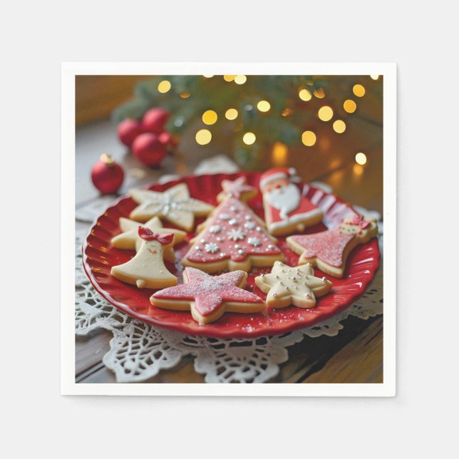 Servilleta De Papel Navidades cocina en placa roja (Anverso)