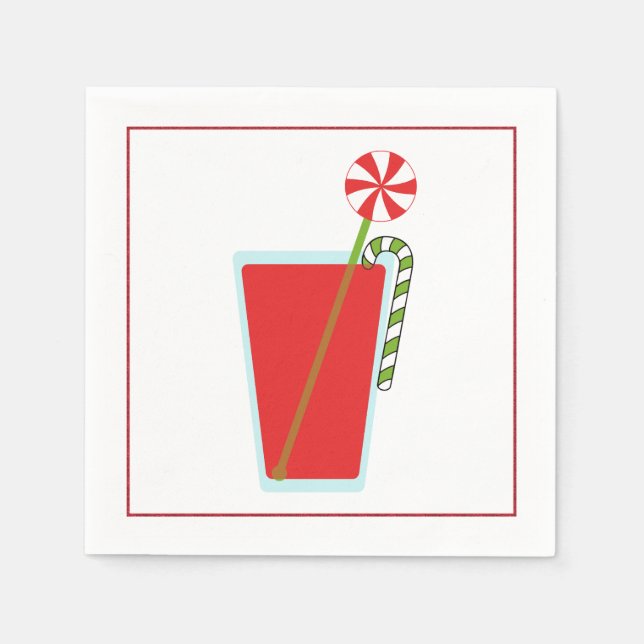 Servilleta De Papel Navidades Cocktail Napkin con oliva martini (Anverso)