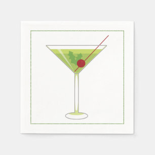 Servilleta De Papel Navidades Cocktail Napkin con oliva martini
