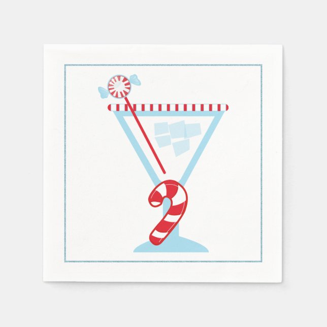 Servilleta De Papel Navidades Cocktail Napkin con oliva martini (Anverso)