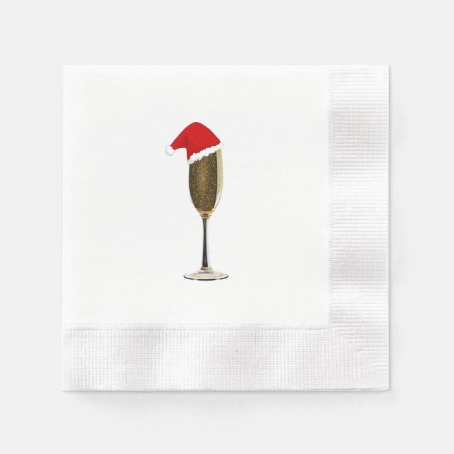 Servilleta De Papel Navidades Cocktail Napkins Champagne Santa Hat (Anverso)