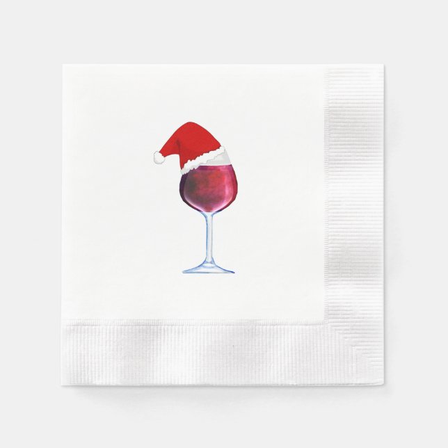 Servilleta De Papel Navidades Cocktail Napkins Wine Santa Hat (Anverso)