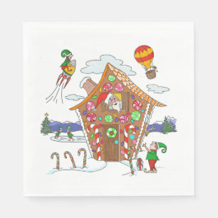 Servilleta De Papel Navidades cómicos escenifican Santa Elves y Rudolp