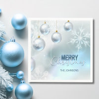 Navidades con copas de nieve Blue Silver Baubles