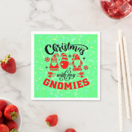 Servilleta De Papel Navidades con mis gnomos - Gracioso Verde Rojo