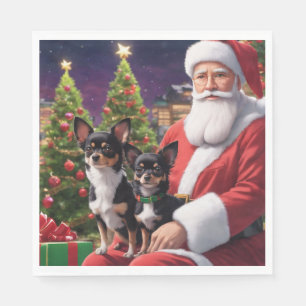 Servilleta De Papel Navidades con un perro chihuahua feliz