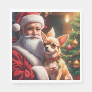 Servilleta De Papel Navidades con un perro chihuahua feliz