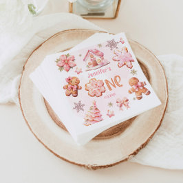 Servilleta De Papel Navidades Cookie Primer chica de cumpleaños rosado