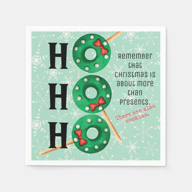 Servilleta De Papel Navidades Cookies Funny Ho Ho Ho Holiday Napkins (Anverso)