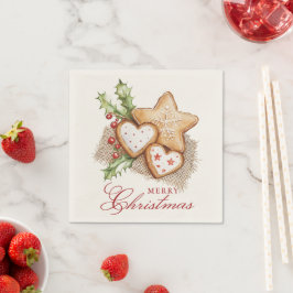 Servilleta De Papel Navidades Cookies y Pine White Merry Christmas