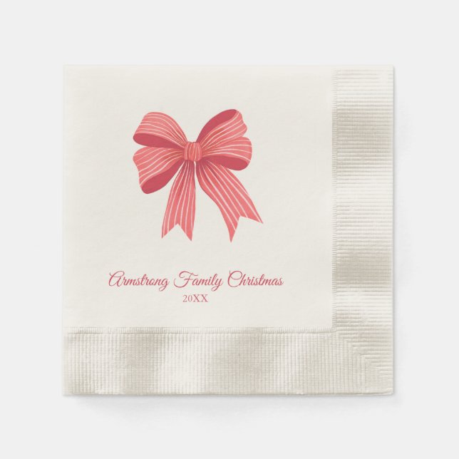 Servilleta De Papel Navidades Coquette Preppy Red Bow Fiestas Napkins (Anverso)