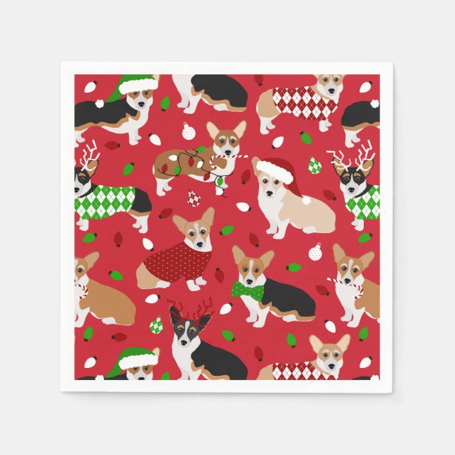 Servilleta De Papel Navidades Corgi Dogs (Anverso)