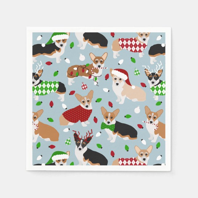 Servilleta De Papel Navidades Corgi Dogs Napkins (Anverso)