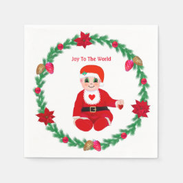 Servilleta De Papel Navidades cortos feliz bebé y guirnalda de pino