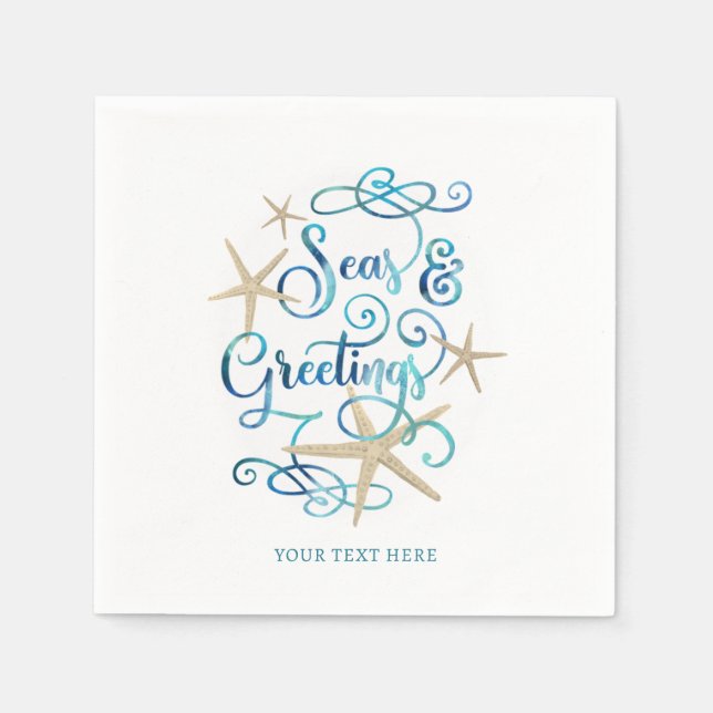Servilleta De Papel Navidades costeros SEAS & GREETINS Personalizados (Anverso)