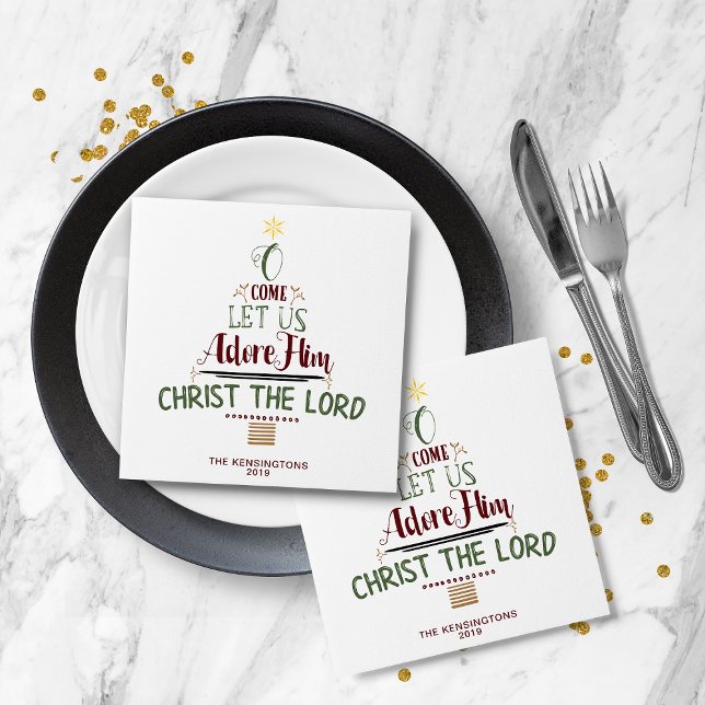 Servilleta De Papel Navidades cristianos rusos carol tipografía (Rustic Christian Christmas Carol Typography Napkins)