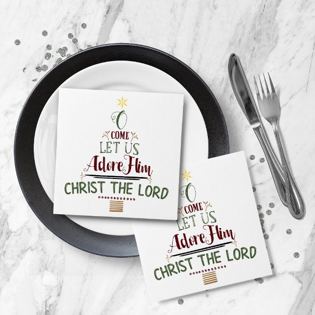 Servilleta De Papel Navidades cristianos rusos carol tipografía (Rustic Christian Christmas Carol Typography Napkins)
