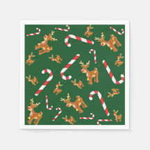 Navidades Cuidados Rudolph Candy Cane Pattern Gree