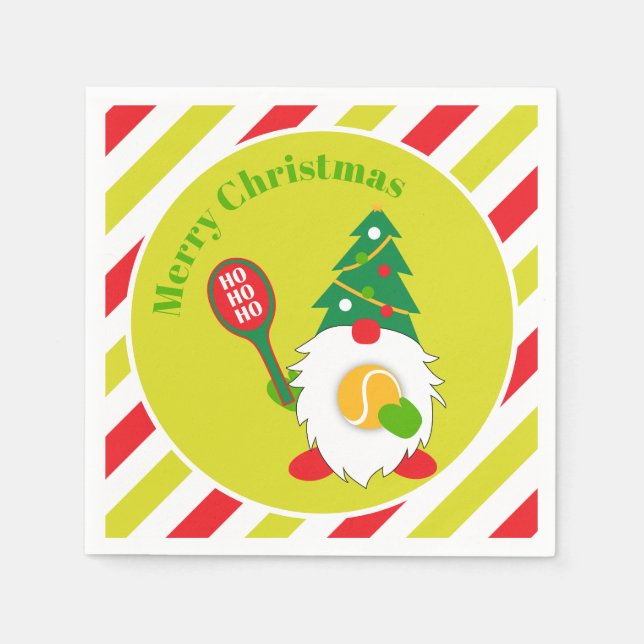 Servilleta De Papel navidades 🎾 Cute Enanos con pelota de tenis (Anverso)