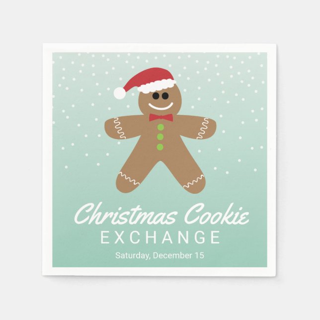 Servilleta De Papel Navidades Cute Gingerbread Man Cookie Exchange (Anverso)